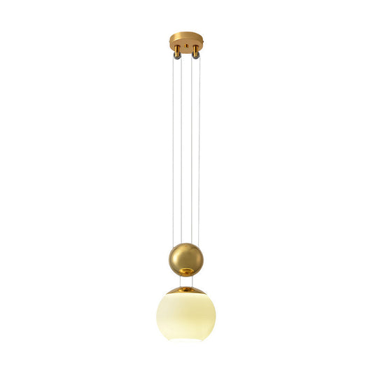 Modern Cream Glass Pendant Lamp With Gold Finish - Ideal For Restaurant Lighting