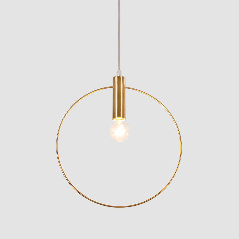 Gold Metallic Bedroom Suspension Lamp With Simple Tube Down Lighting