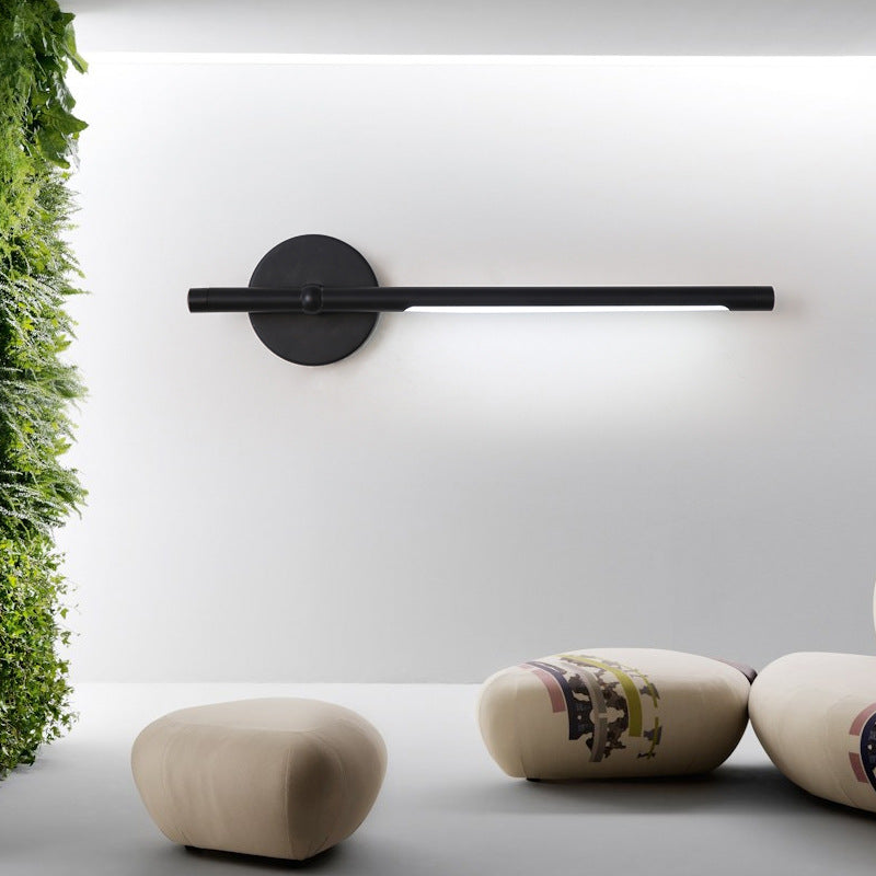 Contemporary Led Sconce Light - Metal And Acrylic Shade Black/White Tubular Wall Mount Warm/White