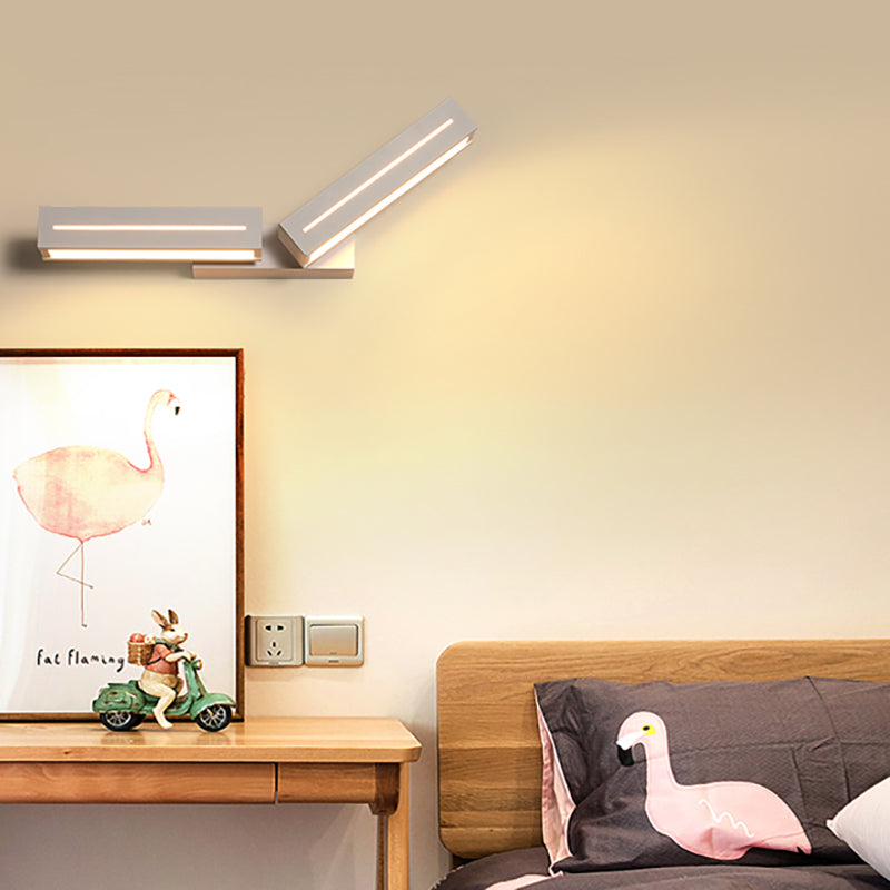 Modern Acrylic Rectangle Wall Mounted Light For Bedroom - Black/White Sconce White