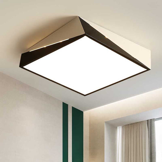 Stylish Split Design Led Flush Mount In Black And White With Warm/White Light For Living Room