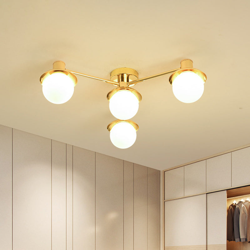 Modernist Radial Metal Flush Mount Light With Brass Finish - 4 - Light Flushmount For Bedroom