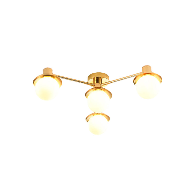Modernist Radial Metal Flush Mount Light With Brass Finish - 4-Light Flushmount For Bedroom