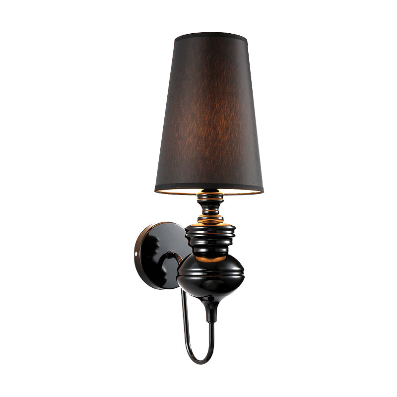 Contemporary Fabric Barrel Wall Mount Light - Bedroom Sconce (Black/Silver/White)