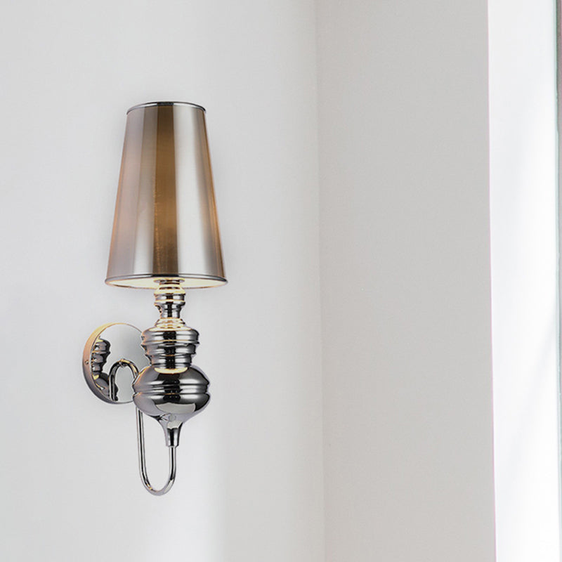 Contemporary Fabric Barrel Wall Mount Light - Bedroom Sconce (Black/Silver/White) Silver