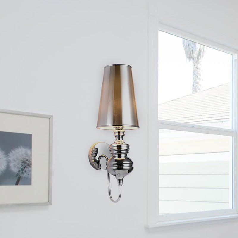 Contemporary Fabric Barrel Wall Mount Light - Bedroom Sconce (Black/Silver/White)