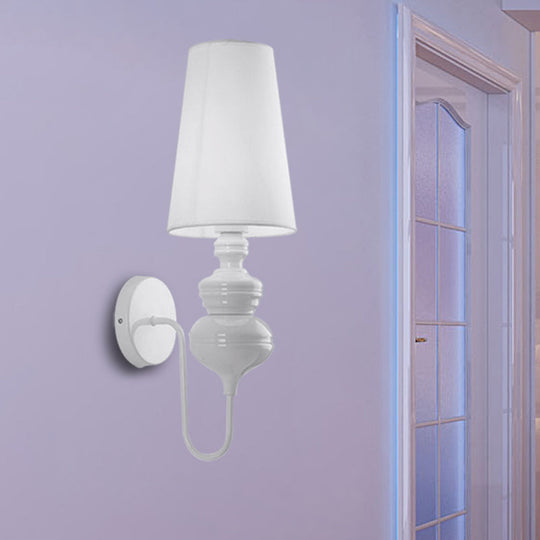 Contemporary Fabric Barrel Wall Mount Light - Bedroom Sconce (Black/Silver/White)