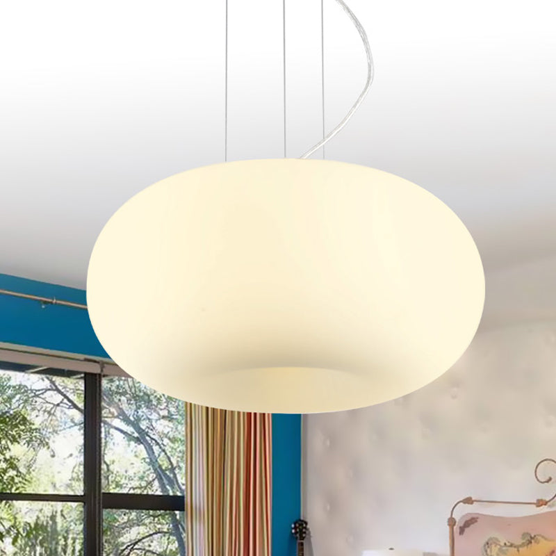Simple Style White Glass Doughnut Pendant Light 1-Light Hanging Kit 11/14.5/18 Wide / 11