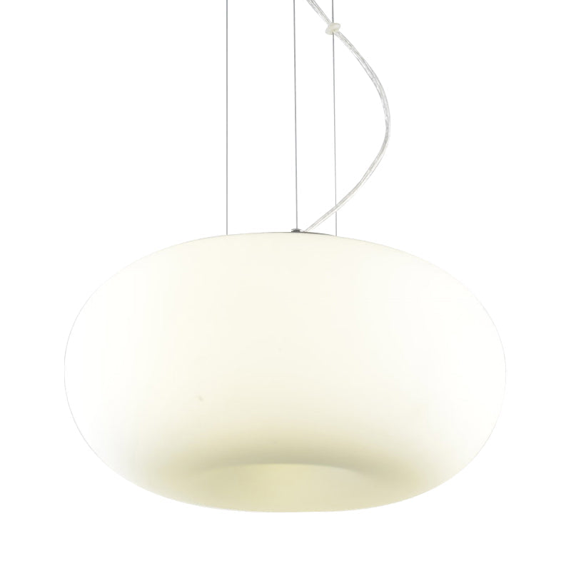 Simple Style White Glass Doughnut Pendant Light - 1-Light Hanging Kit (11’/14.5’/18’ Wide)