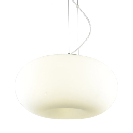 Simple Style White Glass Doughnut Pendant Light - 1-Light Hanging Kit (11’/14.5’/18’ Wide)