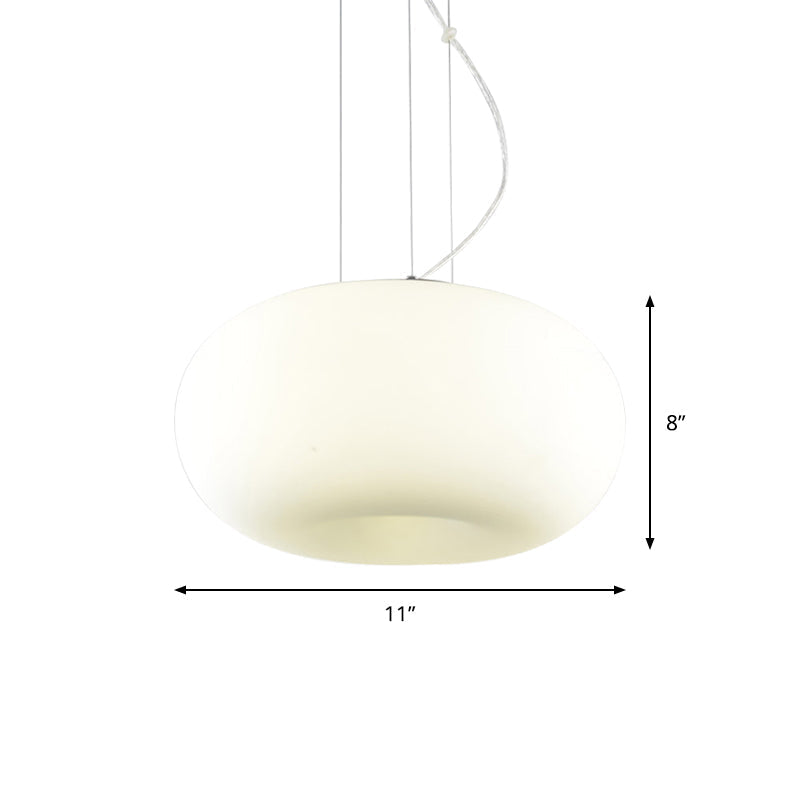 Simple Style White Glass Doughnut Pendant Light 1-Light Hanging Kit 11/14.5/18 Wide
