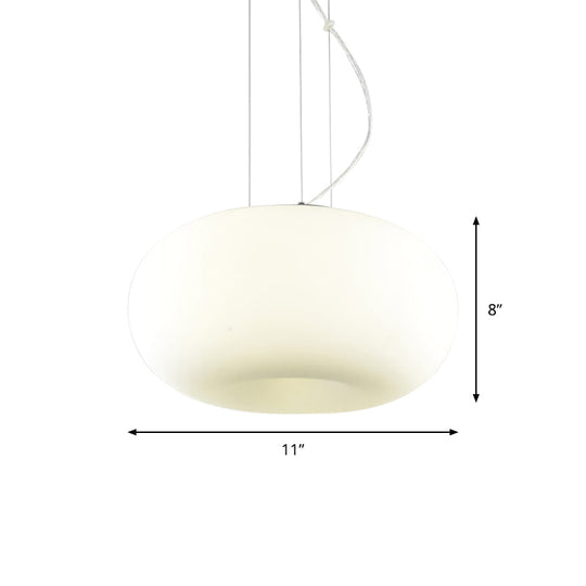 Simple Style White Glass Doughnut Pendant Light 1-Light Hanging Kit 11/14.5/18 Wide