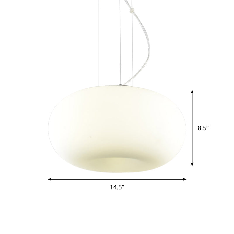 Simple Style White Glass Doughnut Pendant Light 1-Light Hanging Kit 11/14.5/18 Wide