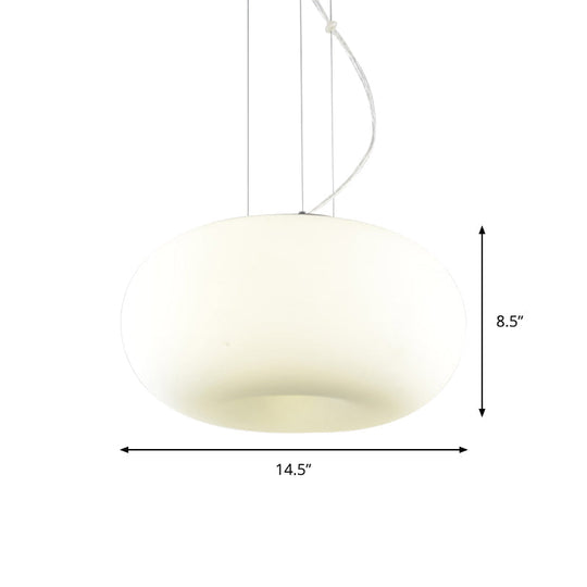 Simple Style White Glass Doughnut Pendant Light 1-Light Hanging Kit 11/14.5/18 Wide