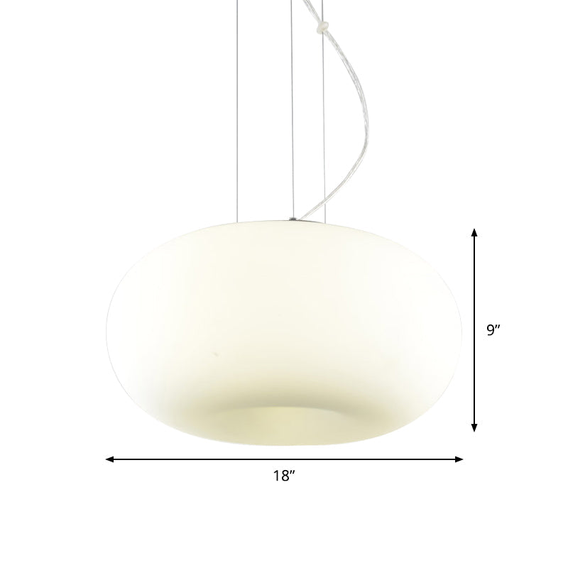 Simple Style White Glass Doughnut Pendant Light 1-Light Hanging Kit 11/14.5/18 Wide