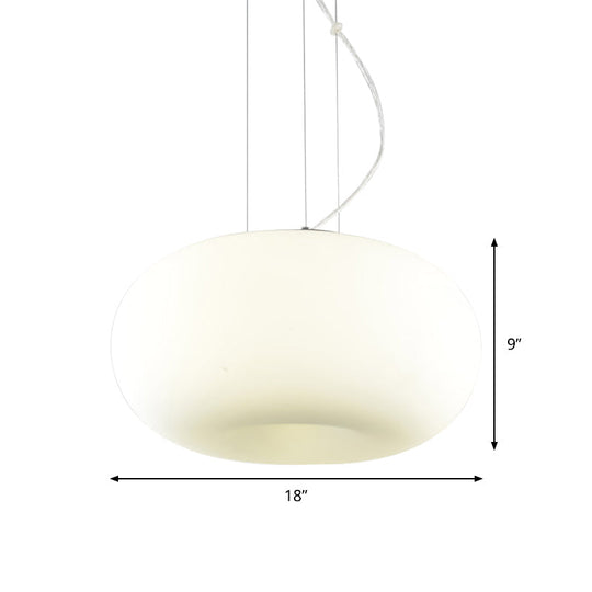 Simple Style White Glass Doughnut Pendant Light 1-Light Hanging Kit 11/14.5/18 Wide