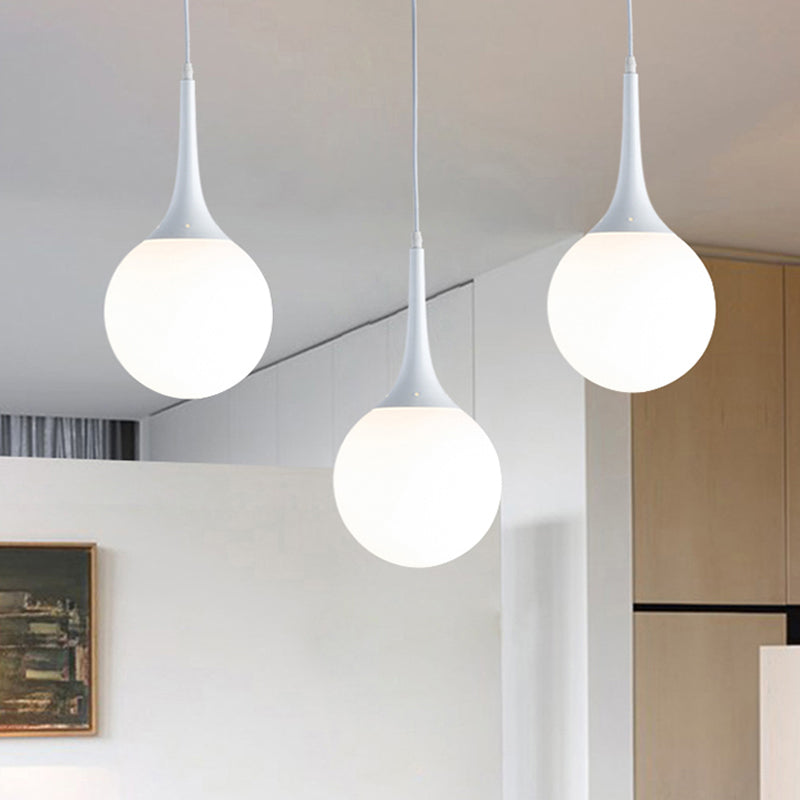 Contemporary Globe Pendant Light - Wide Hanging Ceiling Fixture In White Glass 1 12/14/16 Width / 6