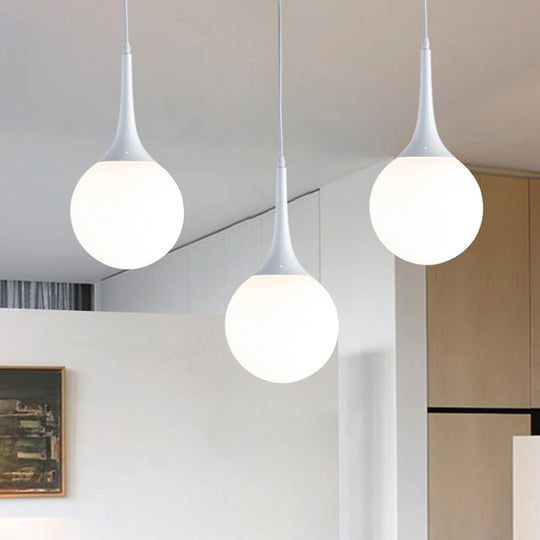 Contemporary Globe Pendant Light - Wide Hanging Ceiling Fixture In White Glass 1 12/14/16 Width / 6