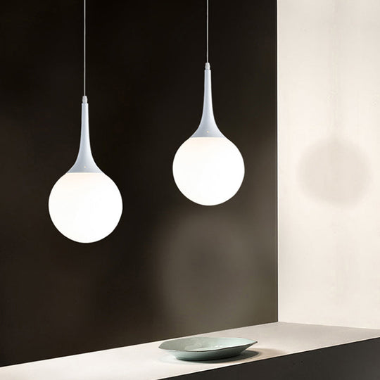 Contemporary Globe Pendant Light - Wide Hanging Ceiling Fixture In White Glass 1 12/14/16 Width