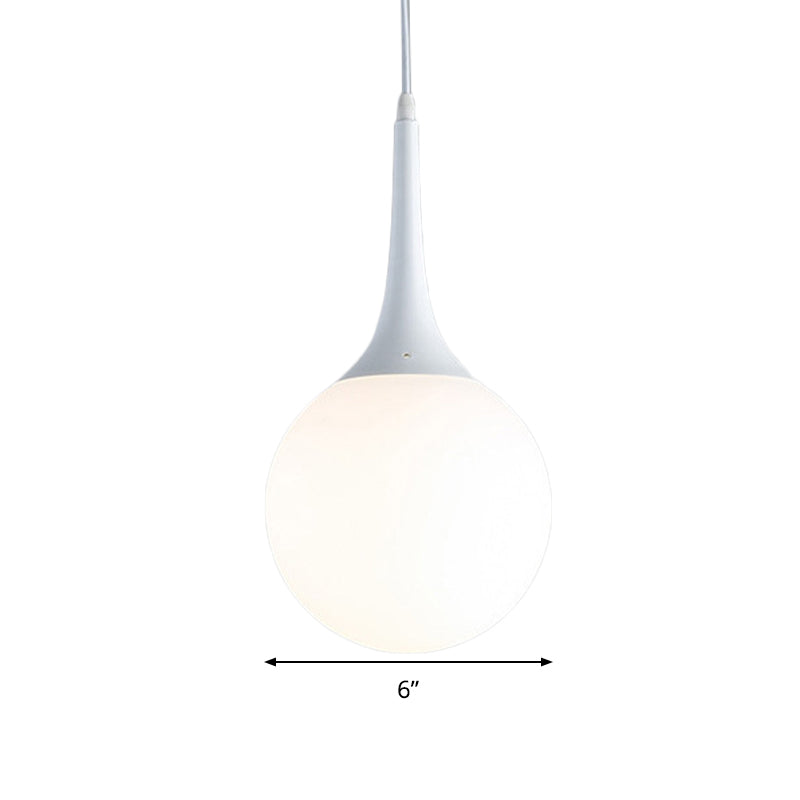 Contemporary Globe Pendant Light - Wide Hanging Ceiling Fixture In White Glass 1 12/14/16 Width