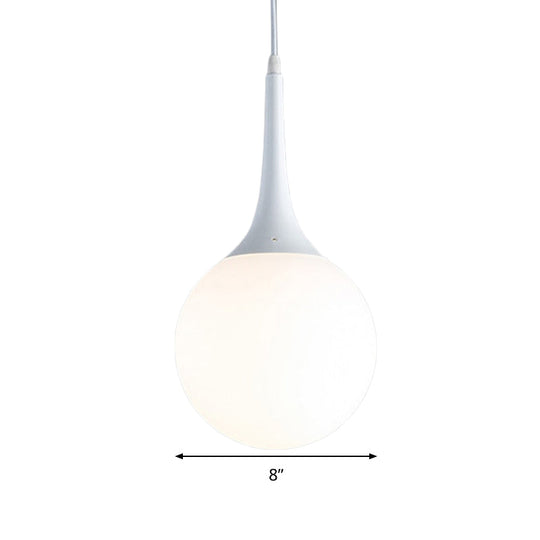Contemporary Globe White Glass Pendant Light - 1 12’/14’/16’ Wide Hanging Ceiling
