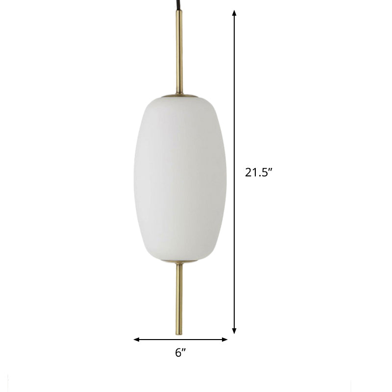 Modern White Glass Oval Pendant Light - 1 Ceiling Fixture For Dining Room 6/8/8.5 Wide