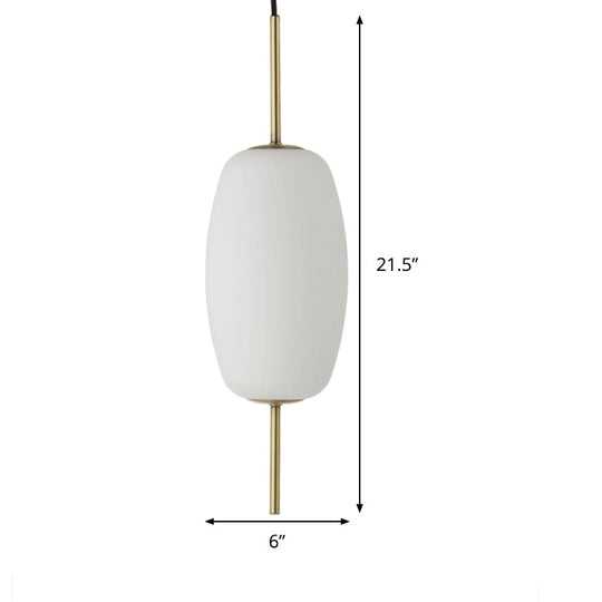 Modern White Glass Oval Pendant Light - 1 Ceiling Fixture For Dining Room 6/8/8.5 Wide