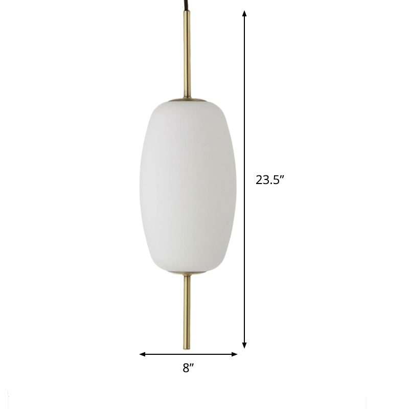 Modern White Glass Oval Pendant Light - 1 Ceiling Fixture For Dining Room 6/8/8.5 Wide