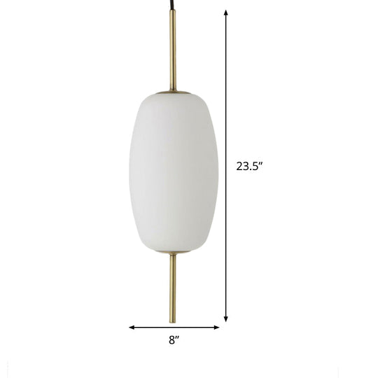 Modern White Glass Oval Pendant Light - 1 Ceiling Fixture For Dining Room 6/8/8.5 Wide