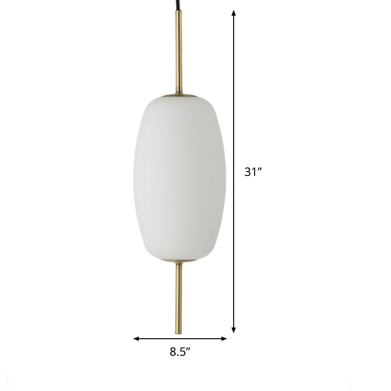 Modern White Glass Oval Pendant Light - 1 Ceiling Fixture For Dining Room 6/8/8.5 Wide