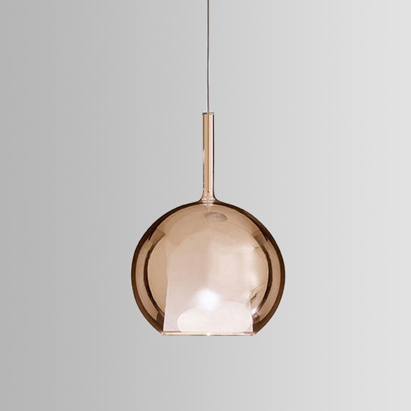 Contemporary Cognac Glass Globe Pendant Light - 1 Dining Room Hanging Fixture Kit 6/8/10 Wide