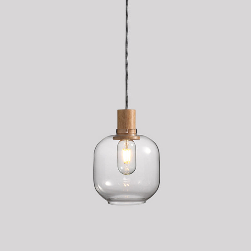 Nordic Jar Hanging Light Fixture - Bedroom Kit 1-Light Clear Glass 5/6 Wide