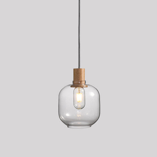 Nordic Jar Hanging Light Fixture - Bedroom Kit 1-Light Clear Glass 5/6 Wide