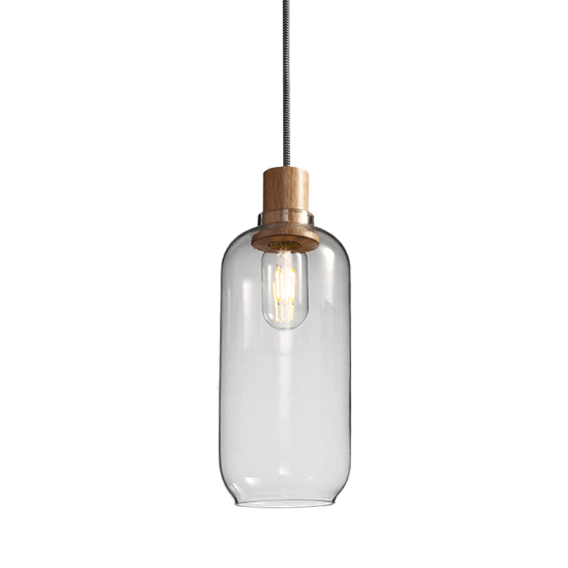 Nordic Clear Glass Jar Hanging Light Fixture For Bedroom - 1 Kit 5’/6’ Wide