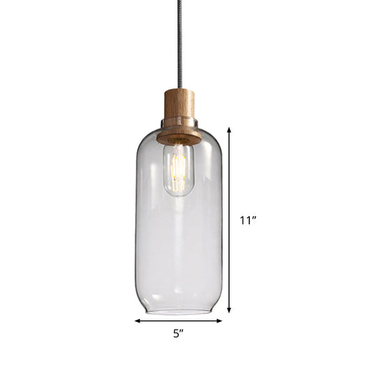Nordic Jar Hanging Light Fixture - Bedroom Kit 1-Light Clear Glass 5/6 Wide