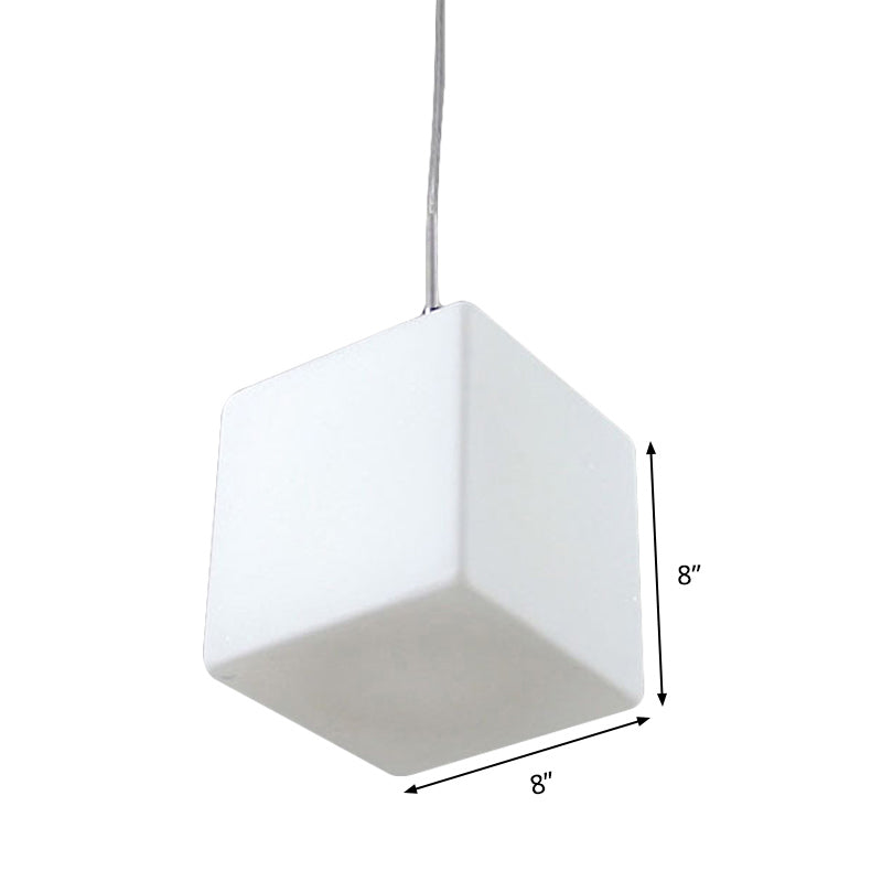 Minimalist White Glass Hanging Ceiling Light - 1-Light Pendant Fixture 5-8 Wide