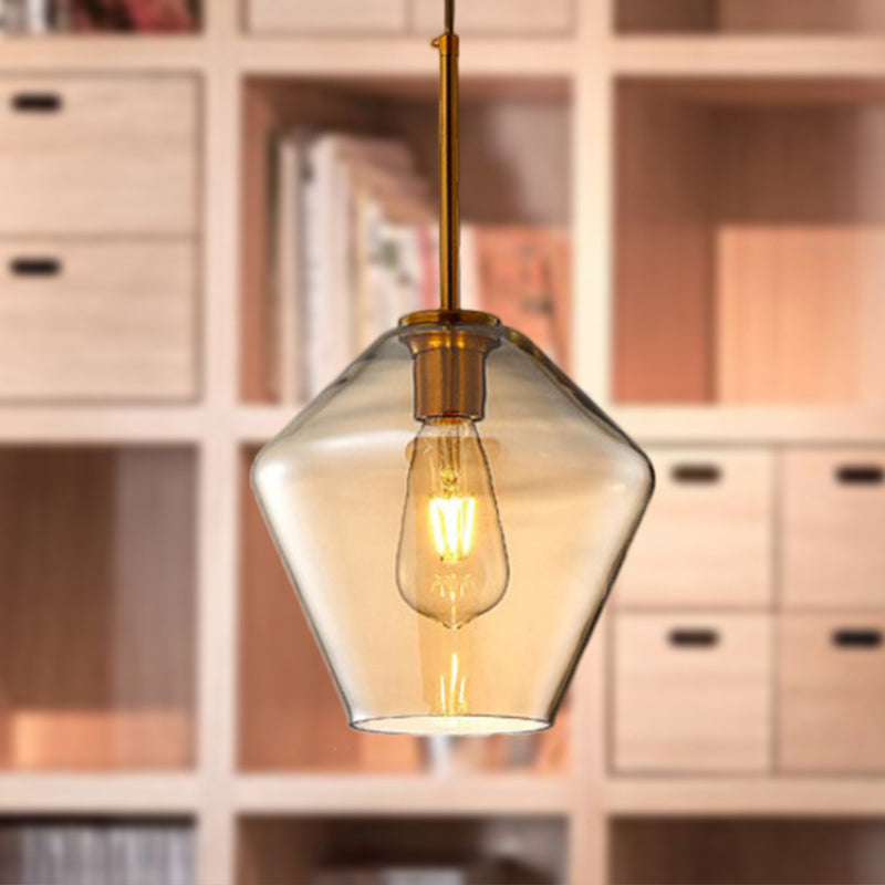 Modern Amber Pendant Lamp For Dining Room With Glass Shade – Triangle/Drum/Cone 6.5’/9’/12’ Wide