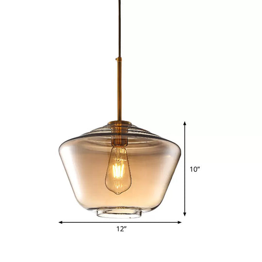 Modern Amber Pendant Lamp For Dining Room With Glass Shade – Triangle/Drum/Cone 6.5’/9’/12’ Wide
