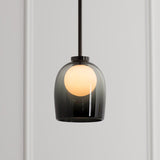 Modern Smoke Gray/Clear Glass Bell Pendant Light - 1-Light Dining Room Hanging Lamp Kit