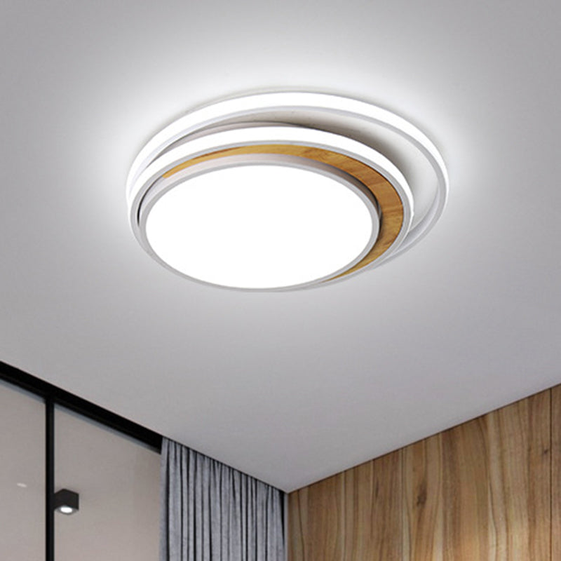Modern Led Metal Flush Ceiling Light In Black/White 16.5/20.5 Wide White/Warm