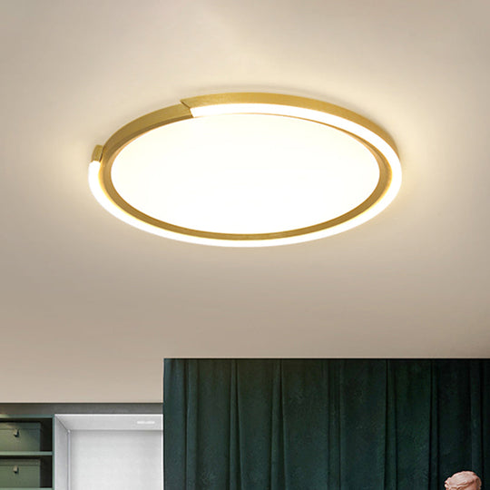 Modern Led Round Acrylic Flush Mount Lighting - 15/18/23 Wide White/Black/Gold Warm Light