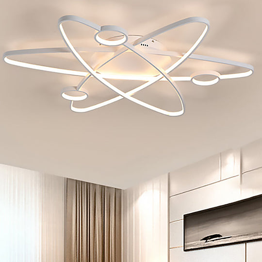 Modern Oval Flush Ceiling Lamp With Led Acrylic White/Coffee Finish In Warm Light -