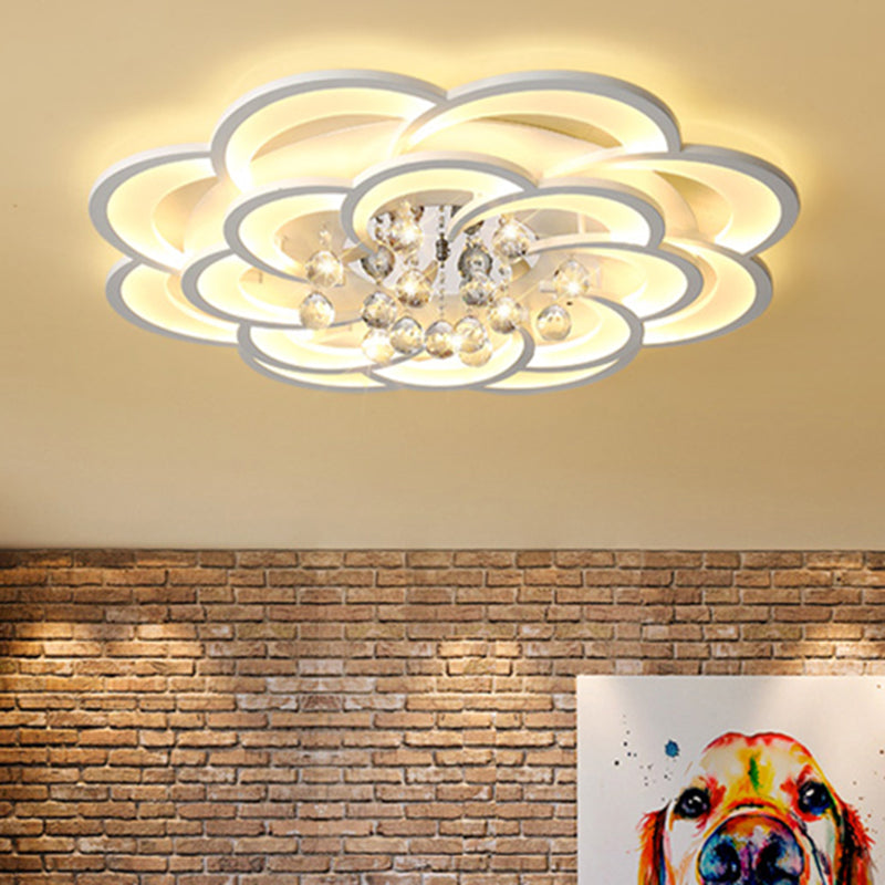Modern Acrylic Flower Led Ceiling Light - Warm/White 20.5’/27’/31.5’ Wide For Living Room