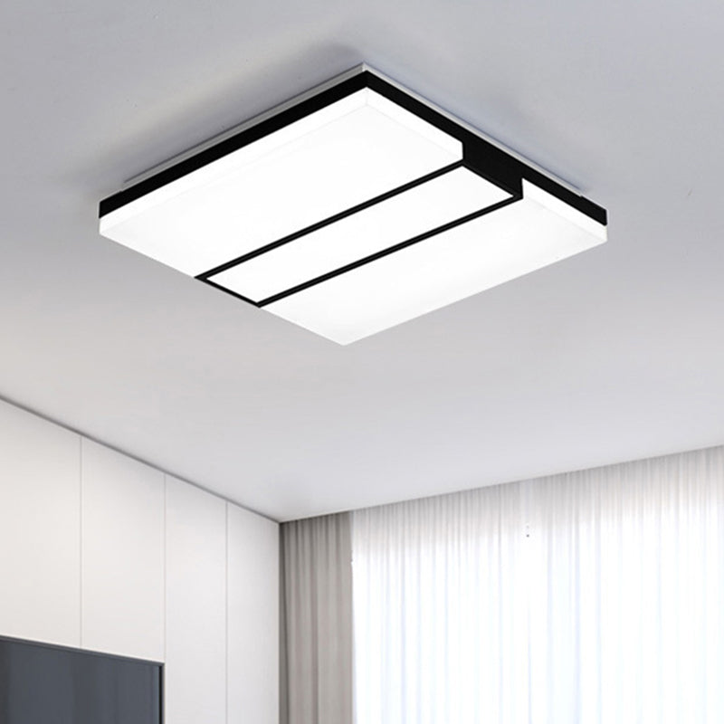 Rectangular Acrylic Ceiling Flush Mount In Warm/White Light - Minimalist Design 19’/23.5’/33’ Wide