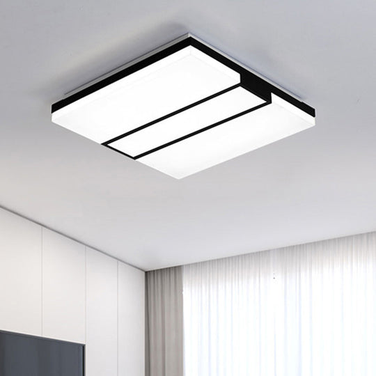 Rectangular Acrylic Ceiling Flush Mount In Warm/White Light - Minimalist Design 19’/23.5’/33’ Wide