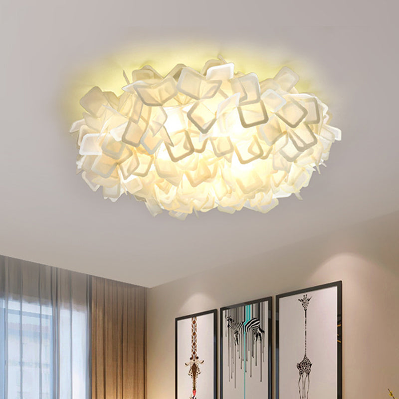 Contemporary Led Blossoming Flower Acrylic Flush Mount Ceiling Light Fixture In White/Black/Blue