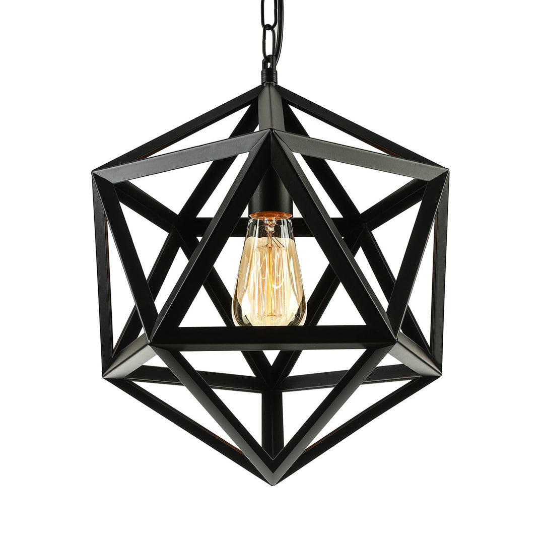 Industrial Geometric Metal Pendant Light 14’ / 18’ Dia 1 Bulb Black/Rust - Perfect For Dining