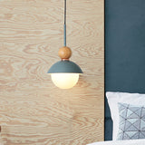 Sunny Doll Shape Hanging Light: Macaron Metallic Suspension Lamp (1 Bulb) In Pink/Light Blue For