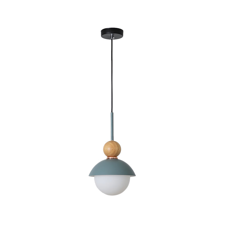 Sunny Doll Shape Hanging Light: Macaron Metallic Suspension Lamp (1 Bulb) In Pink/Light Blue For