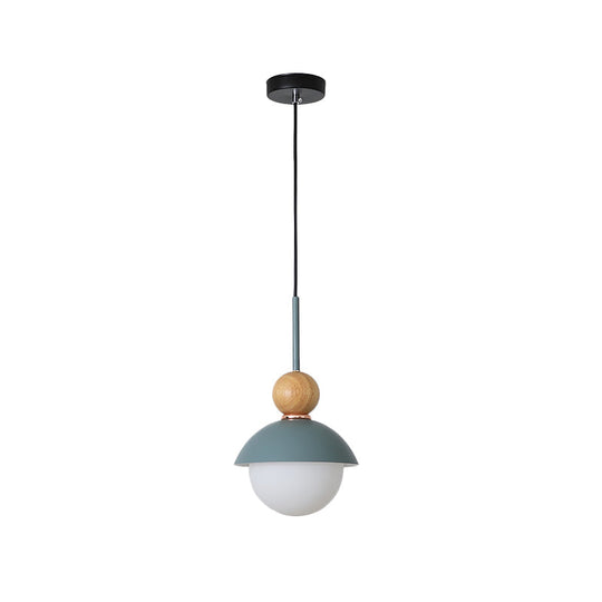 Sunny Doll Shape Hanging Light: Macaron Metallic Suspension Lamp (1 Bulb) In Pink/Light Blue For